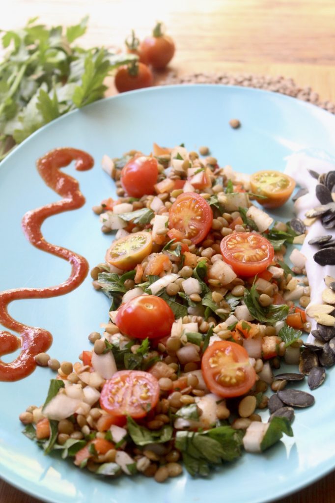 Super Quick & Zesty Green Lentil Salad - That Vegan Nephew